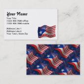 Carte De Visite Drapeau de ondulation Rican-Américain de Puerto (Devant / Derrière)