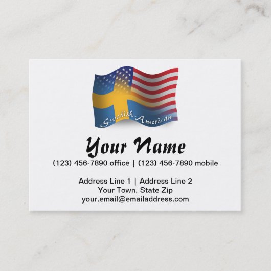 Carte De Visite Drapeau de ondulation Suédois-Américain (Devant)
