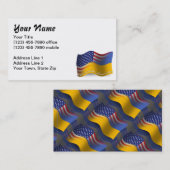 Carte De Visite Drapeau de ondulation Ukrainien-Américain (Devant / Derrière)