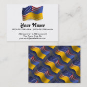 Carte De Visite Drapeau de ondulation Ukrainien-Américain (Devant / Derrière)