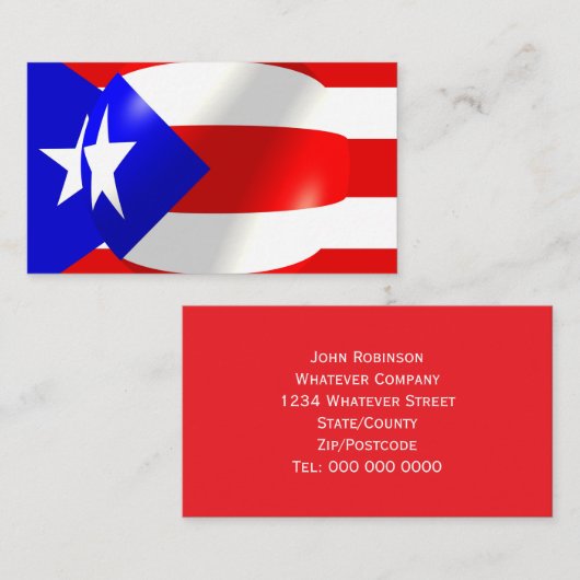 Carte de visite Drapeau de Porto Rico (Devant / Derrière)