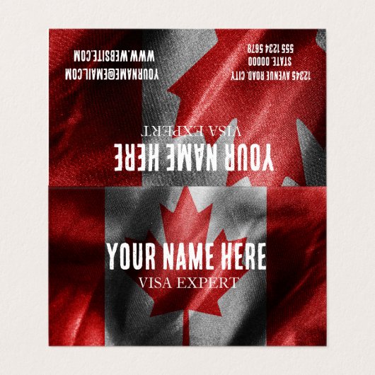 Carte De Visite Drapeau de soie du Canada (Extérieur déplié)