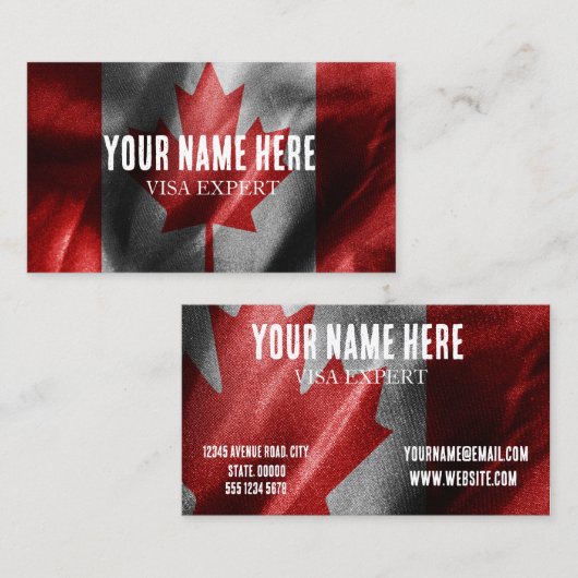 Carte De Visite Drapeau de soie du Canada (Devant / Derrière)