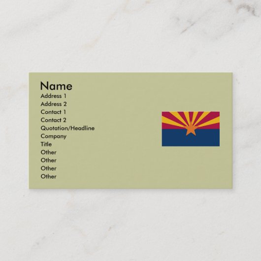 Carte De Visite Drapeau d'état de l'Arizona (Devant)