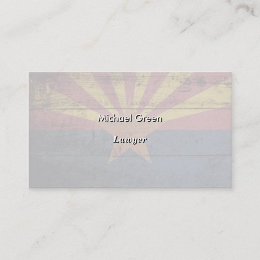 Carte De Visite Drapeau d'état de l'Arizona sur le vieux grain en (Devant)