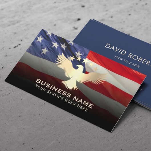 Carte De Visite Drapeau d'or Eagle patriotique États-Unis Service 