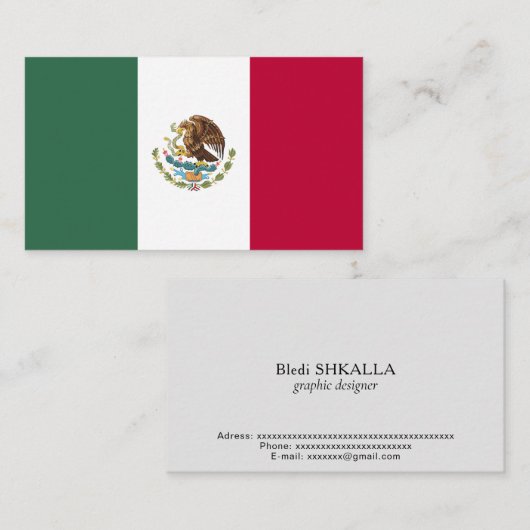 Carte De Visite Drapeau du Mexique (Devant / Derrière)