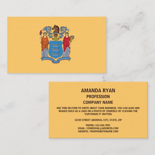 Carte De Visite Drapeau du New Jersey, Drapeau du New Jersey (Devant / Derrière)