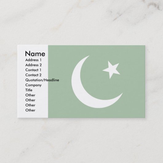 Carte De Visite Drapeau du Pakistan (Devant)