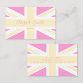 Carte De Visite Drapeau du Royaume-Uni jaune et rose / Union Jack (Devant / Derrière)