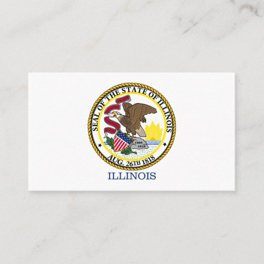 Carte De Visite Drapeau et phoque de l'Illinois, Drapeau de l'Illi (Devant)