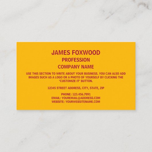 Carte De Visite Drapeau floridien, Drapeau de Floride (Dos)