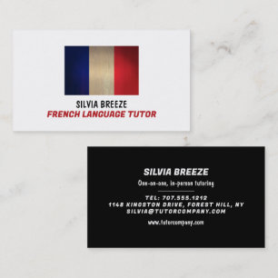 Carte De Visite Drapeau français en bois, Tuteur de langue françai