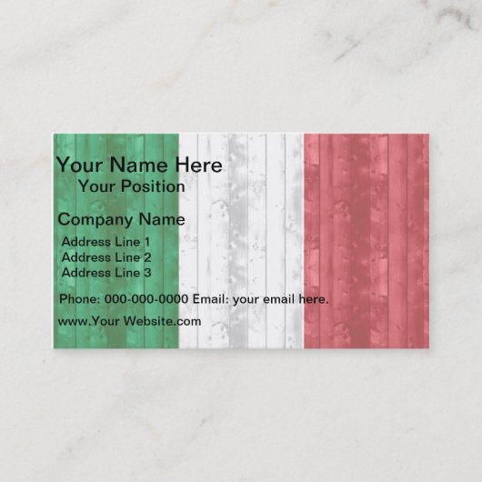 Carte De Visite Drapeau italien en bois (Devant)