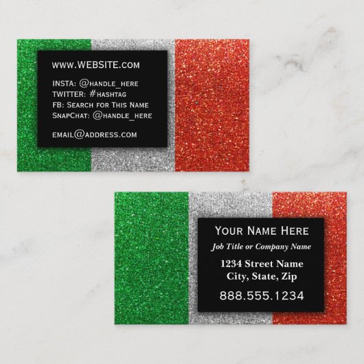 Carte De Visite Drapeau italien Parties scintillant professionnell (Devant / Derrière)