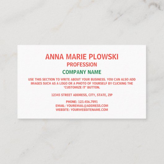 Carte De Visite Drapeau malgache, Drapeau de Madagascar (Dos)