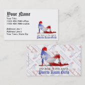 Carte De Visite Drapeau portoricain de silhouette de fille (Devant / Derrière)