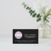 Carte De Visite Drapeau rond brillant de fierté de transsexuel (Debout devant)