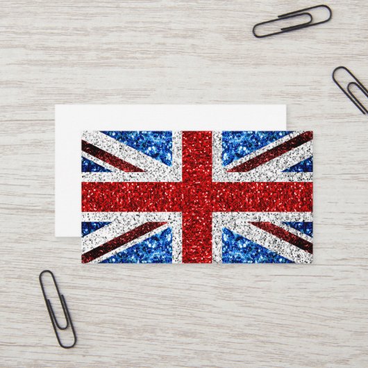 Carte De Visite Drapeau rouge bleu blanc brillant parties scintill (Devant/Arrière en situation)