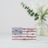 Carte De Visite Drapeau rustique Rouge Blanc Bleu Bois américain (Debout devant)