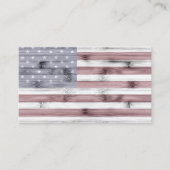 Carte De Visite Drapeau rustique Rouge Blanc Bleu Bois américain (Devant)