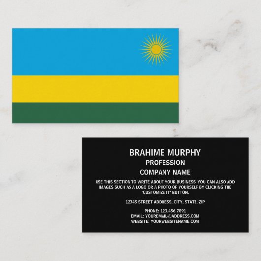 Carte De Visite Drapeau rwandais, Drapeau du Rwanda (Devant / Derrière)