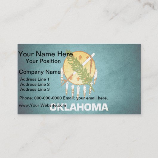 Carte De Visite Drapeau Sun embrassé Oklahoma (Devant)