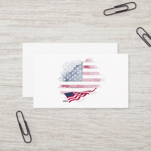 Carte De Visite Drapeau USA (Devant/Arrière en situation)