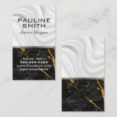 Carte De Visite Draperie de soie | Marbre d'or noir (Devant / Derrière)