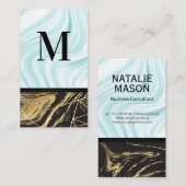 Carte De Visite Draperie de soie | Monogramme | Marbre (Devant / Derrière)