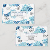 Carte De Visite Dreamy Blue Hydrangea et Butterfly Event Planner (Devant / Derrière)