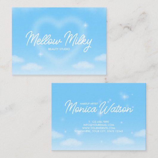 Carte De Visite Dreamy Heart Cloud Sky (Devant / Derrière)