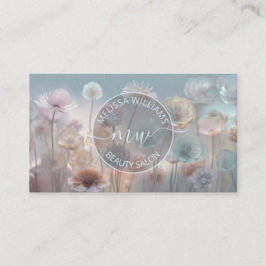 Carte De Visite Dreamy Transparent Flowers Logo (Devant)