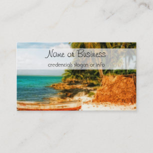Carte De Visite Dreamy Tropical Beach avec Rowboat