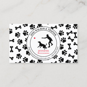 Carte De Visite Dresseur de chiens Simple Paws Animal