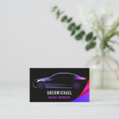 Carte De Visite Driver Metallic Car Noir violet neon lux auto (Debout devant)