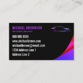 Carte De Visite Driver Metallic Car Noir violet neon lux auto (Dos)