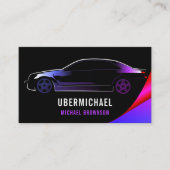 Carte De Visite Driver Metallic Car Noir violet neon lux auto (Devant)