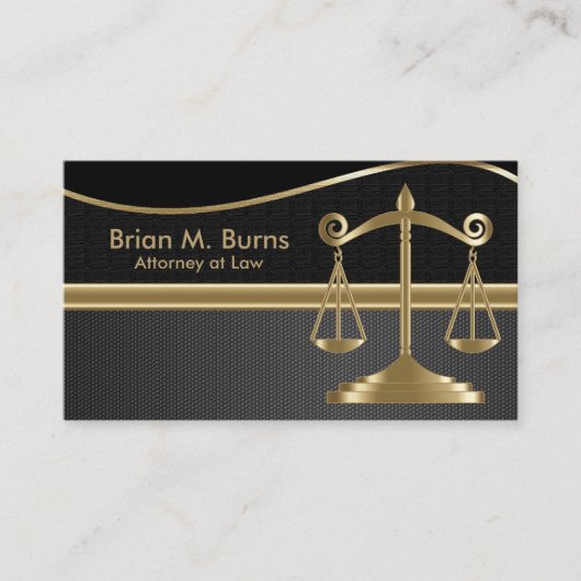 Carte De Visite Droit | Balance de la Justice | Avocat - Or et Noi (Devant)