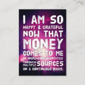 Carte De Visite Droit d'attraction Manifestation de l'argent Citat (Dos)