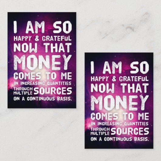 Carte De Visite Droit d'attraction Manifestation de l'argent Citat (Devant / Derrière)