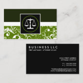 Carte De Visite droit professionnel : échelles de justice damassé (Devant / Derrière)