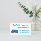 Carte De Visite Drôle caricature de surf de lézard au cou (Debout devant)