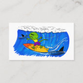 Carte De Visite Drôle caricature de surf de lézard au cou (Dos)