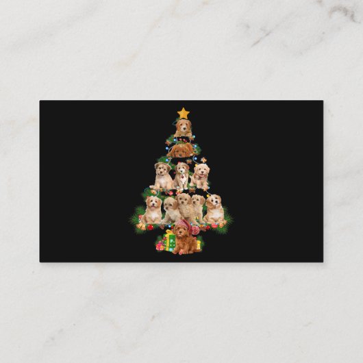 Carte De Visite Drôle Chien Cavapoo Joyeux Arbre de Noël Cavapoo L (Dos)