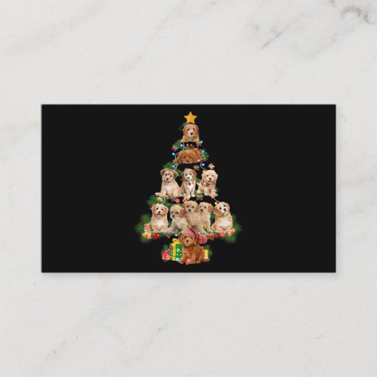 Carte De Visite Drôle Chien Cavapoo Joyeux Arbre de Noël Cavapoo L (Devant)