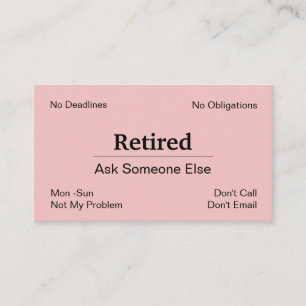 Carte De Visite Drôle de la retraite hors entreprise