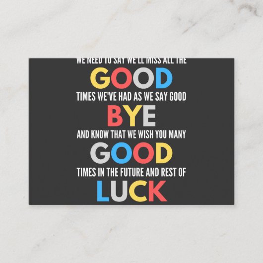 Carte De Visite Drôle de partir Adieu (Devant)