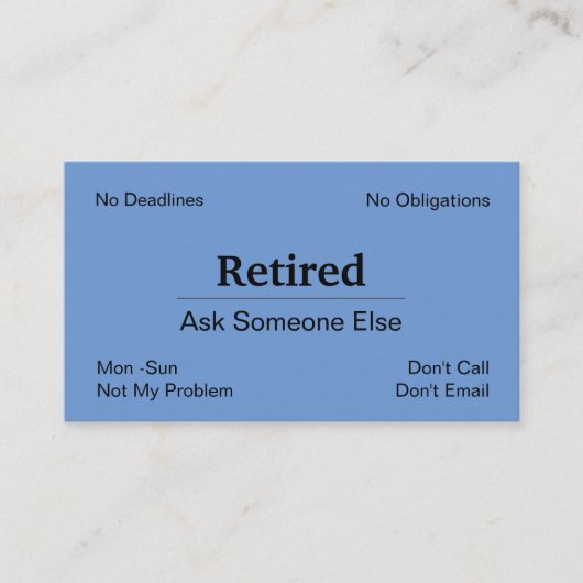 Carte De Visite Drôle De Retraite D'Entreprise (Devant)