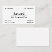 Carte De Visite Drôle De Retraite D'Entreprise (Devant / Derrière)